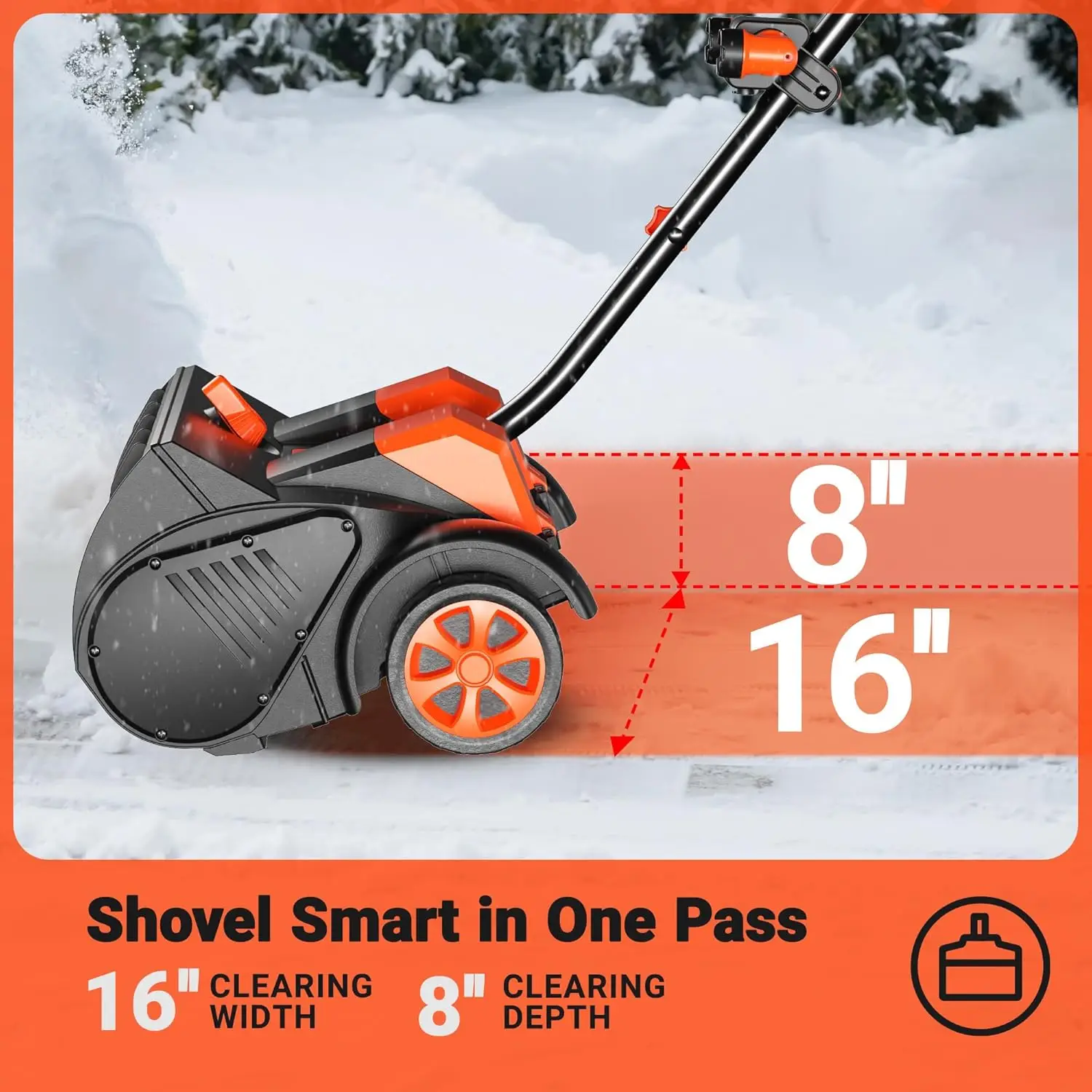 Cordless Snow Shovel with Wheels, 48V | 16-Inch | 4-Ah Brushless Cordless Snow Blower, Battery Snow Blower with Directional Plat