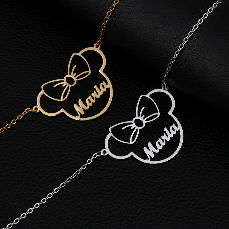 

High Quality Hollow Letter Pendant Personalized Custom Name Necklace Stainless Steel Fashion Jewelry Gift for Women DROPSHIPPING