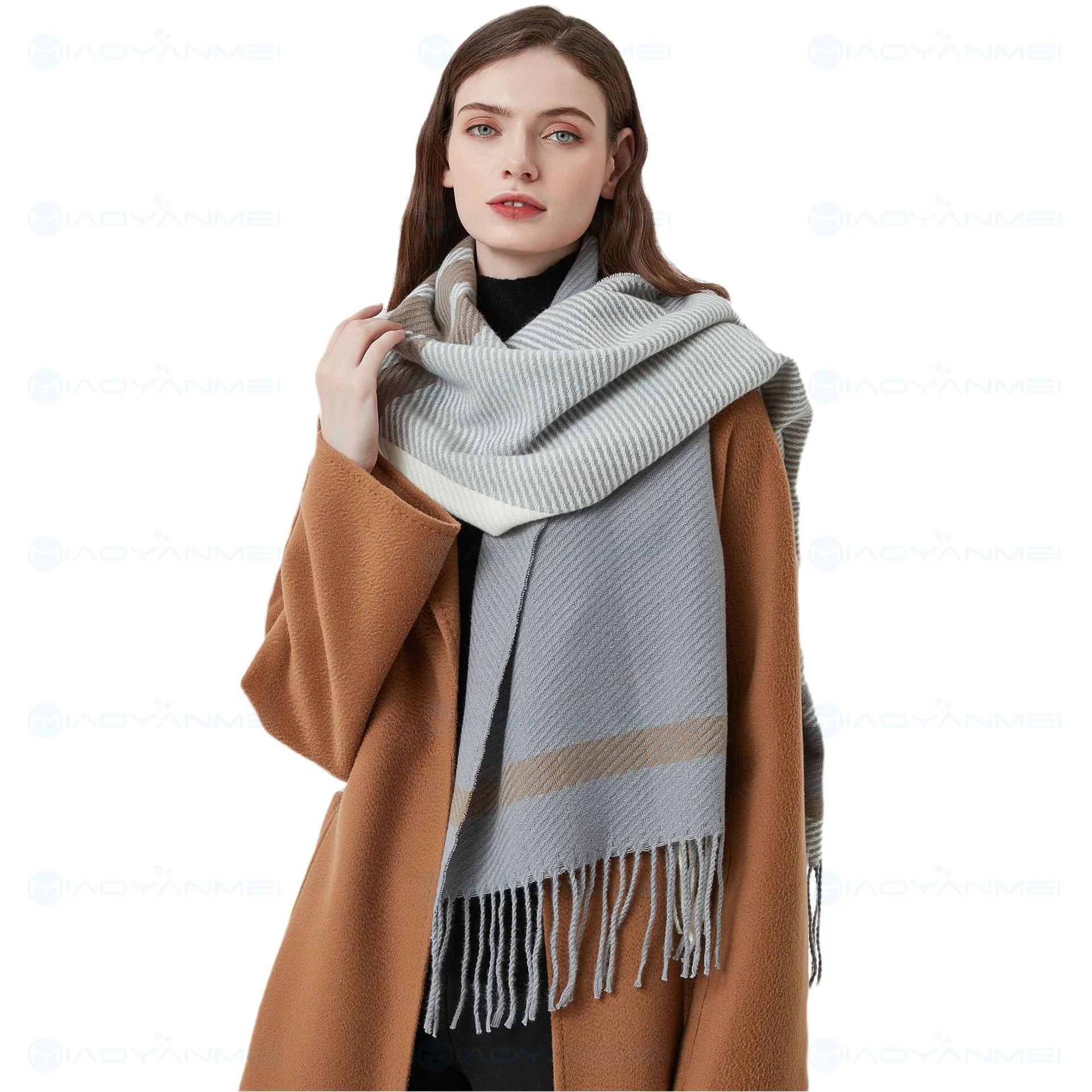 2024 new scarf elegant women's shawl fashionable and popular British style tassel checkered scarf with cashmere like texture