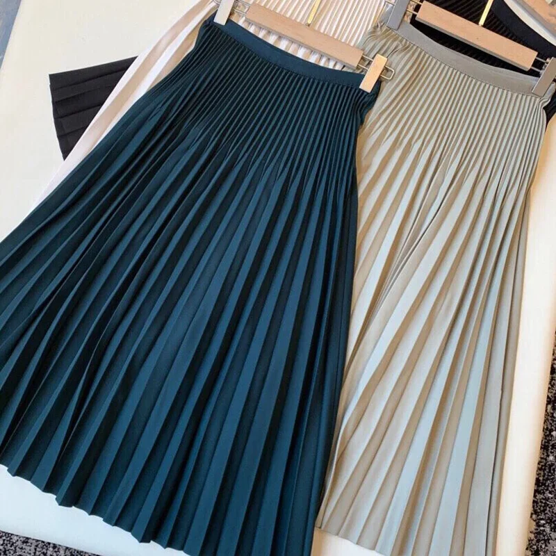 2024 A-line Skirt Elegant And Intellectual Pleated Long Skirt Woolen And Mesh Skirt Women's Winter And Spring New Style