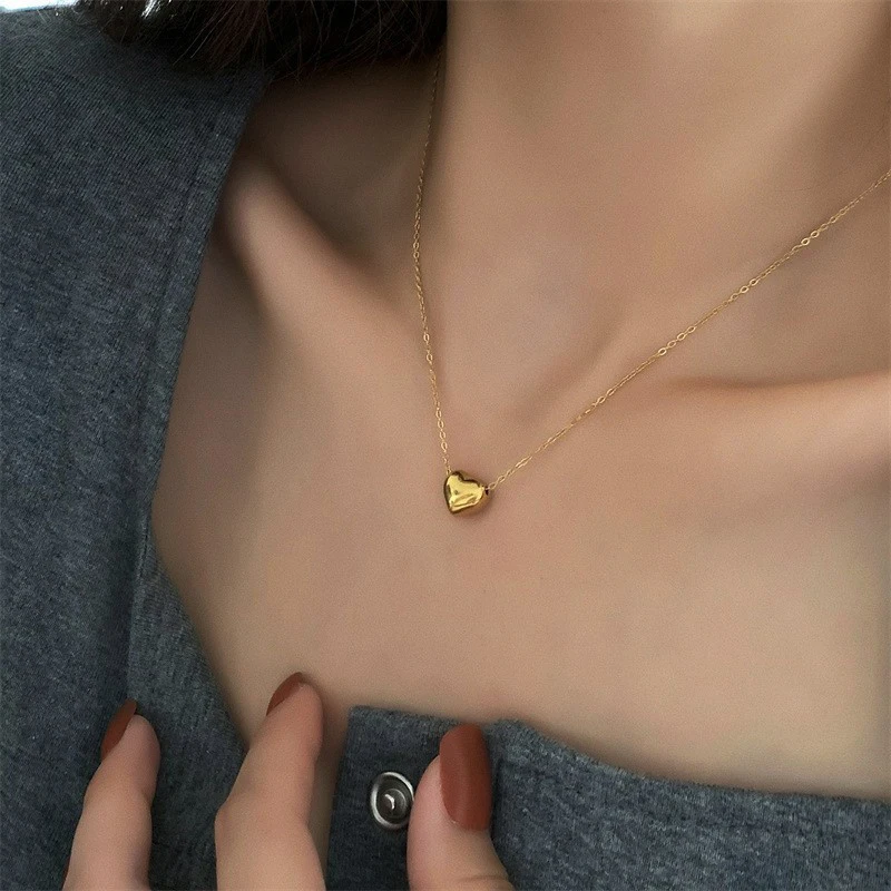 Peri\'sbox Exquisite Mini Small Heart Pendant Necklace for Women Anti-Tarnish 18K Gold Plated Clavicle Chain Minimalist Jewelry