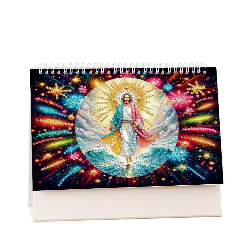 

12 Piece/Set DIY Diamond Painting Happy 2026 New Year Calendar with Jesus/Christian Cross Pattern Diamond Embroidery Calendar