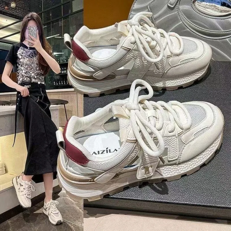 Hot Selling Hollow Breathable Hole Sandals for Women, Thick Soled Dad Shoes 2025 Summer New Casual Shoes Sneakers Platform Shoes