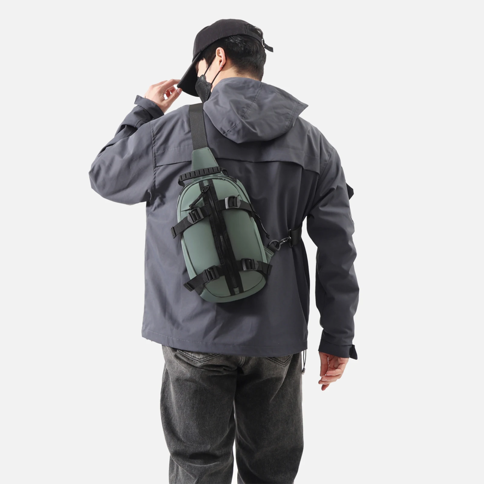 

Сумка через плечо для мужчин, крутой тактический рюкзак на плечо, мотоциклетные легкие нагрудные сумки для путешествий, пешего туризма, спорта, тренажерного зала, бега