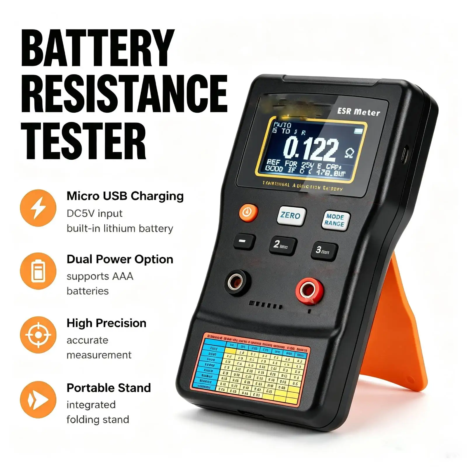 Portable MESR1-100 V2 ESR Capacitor Tester 0.001~100Ω High Precision 100KHz In Circuit Testing Tool for TV LCD Audio Repair