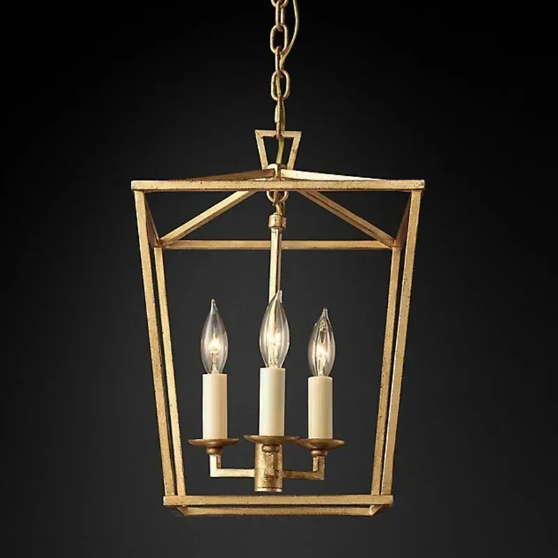 American Minimalism Black/Gold Metal Frame Corridor E14 Pendant Lights Living Room Restaurant Study Bedroom Retro Hanging Lamps