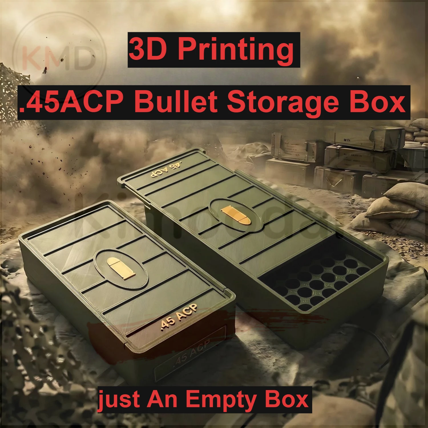 1PC 3D Printing .45ACP Bullet Storage Box, Enthusiast Desktop Gift Collection Model，just An Empty Box