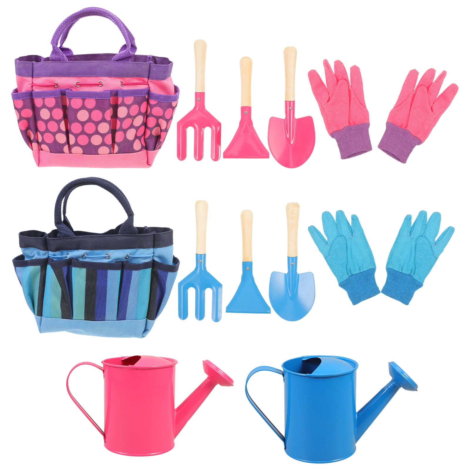 Herramienta de jardinería para niños, herramientas de plantación, Kit de juguetes, regadera, guantes, pala, rastrillo, tenedor, bolsa de mano, seguro educativo