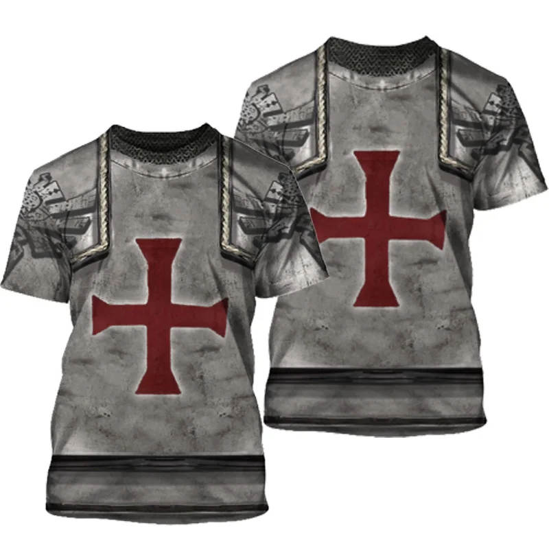 Templar Knights 3D Print Summer Men\'s O-Neck T-shirt Casual Short Sleeve Oversized T Shirts Fashion Tee Tops Trend Men Clothing