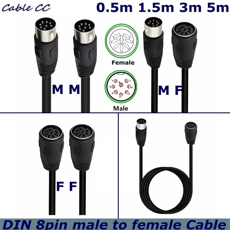 

Midi DIN 8pin male to female Extention Cable Used for Power Supply, Audio and Video Signal Transmission or Connection