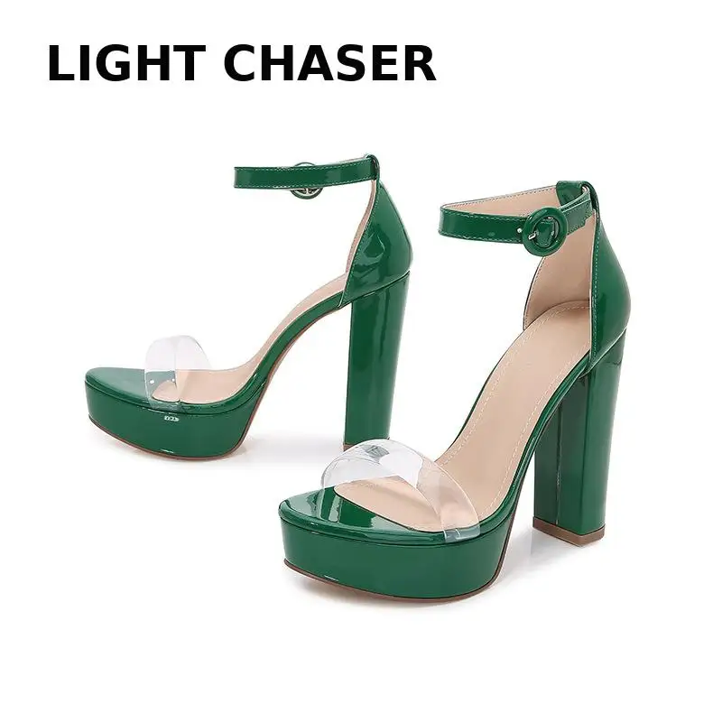 Platform High Heels Ladies Pumps Sexy Sandals Women Ankle Strap Female Block-heel Sandals 2022 Summer New Party Wedding Shoes