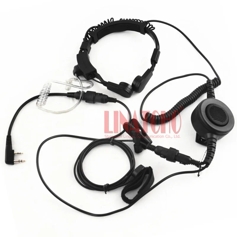 Walkie Talkie Radio Microphone Heavy Duty PTT Neck Throat Mic Headset Tactical Headphone K connector