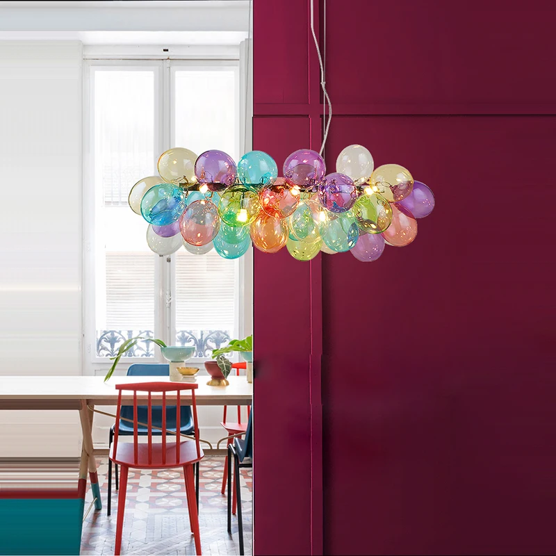 SANDYHA Post-modern Colorful Glass Ball Chandeliers for Living Bedroom Pendant Lamp Lustres Para Sala De Jantar Hanging Lighting