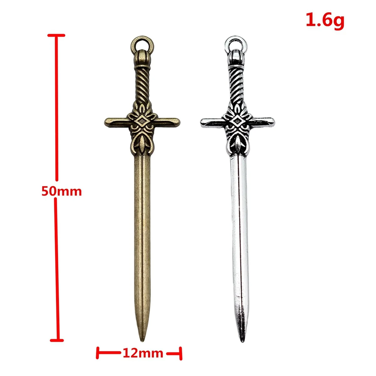 WYSIWYG 10pcs 50x12mm 3 Colors Acgn Cosplay Sword, Gun, Sword And Halberd Charms Pendant For DIY Jewelry Making
