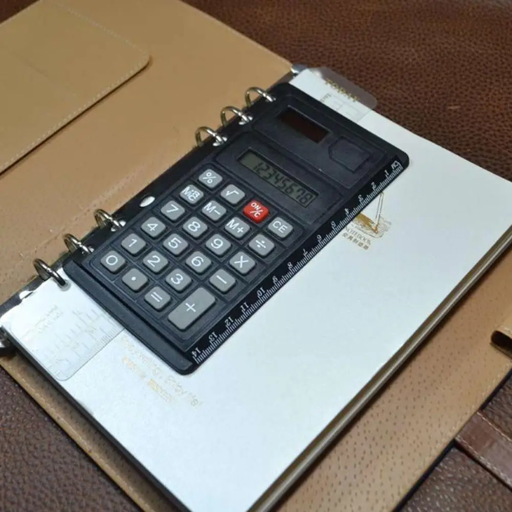 1 Pcs Loose Leaf Binder Calculator With Ruler Supplies Agenda 8 Multifunction Digits Calculating Notebook Tools B7b4