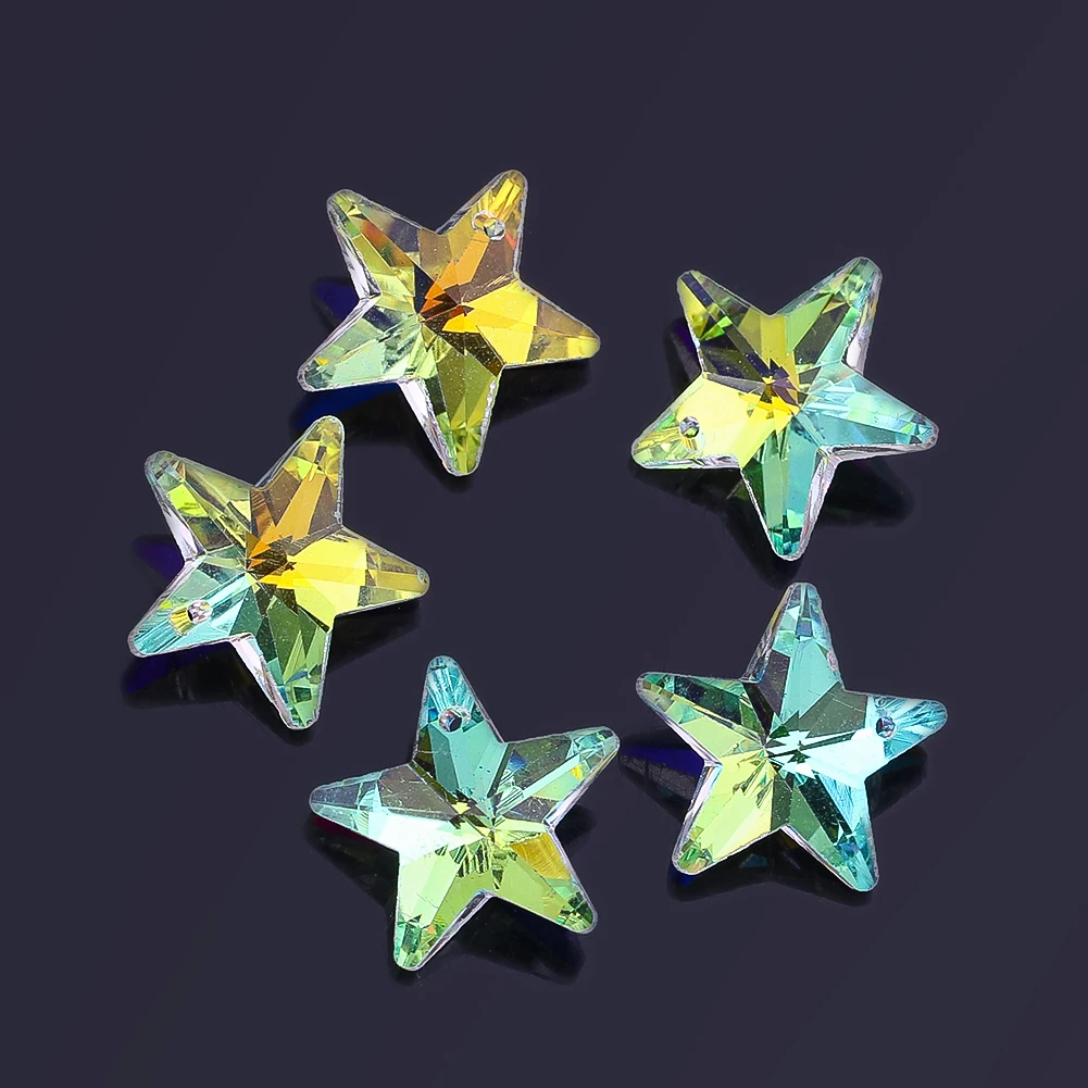 10pcs 20mm Crystal Beads DIY Suncatcher Making Pendant Moon Star Prism Chandelier Parts Lamp Bead Charms DIY Jewelry Accessories