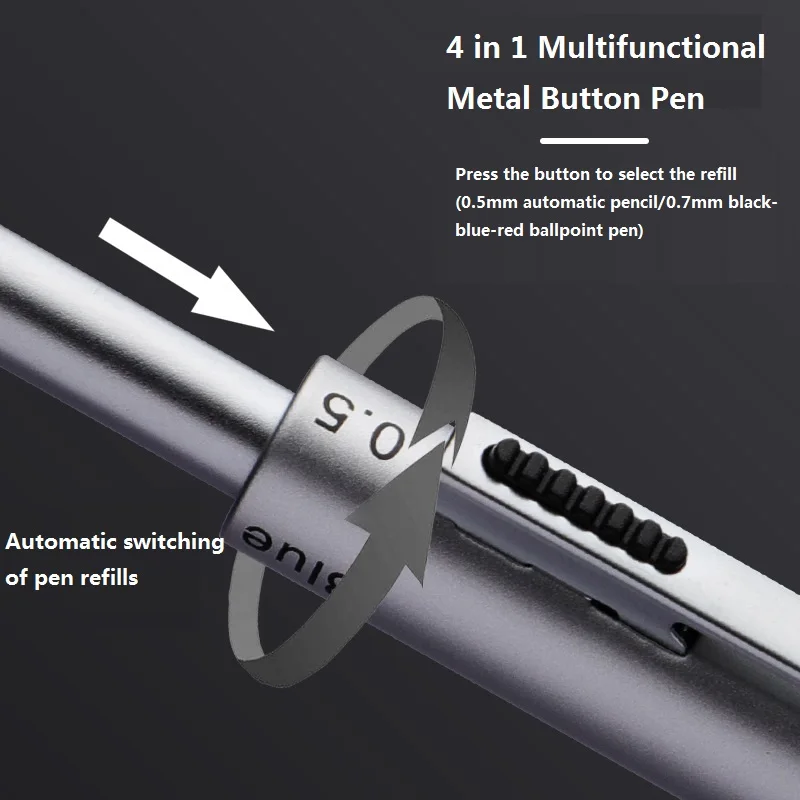 Imagem -03 - Integrado Metal Indução Imprensa tipo Caneta Esferográfica Multi Funcional Cor Lápis Automático Adequado para Vários Métodos de Escrita