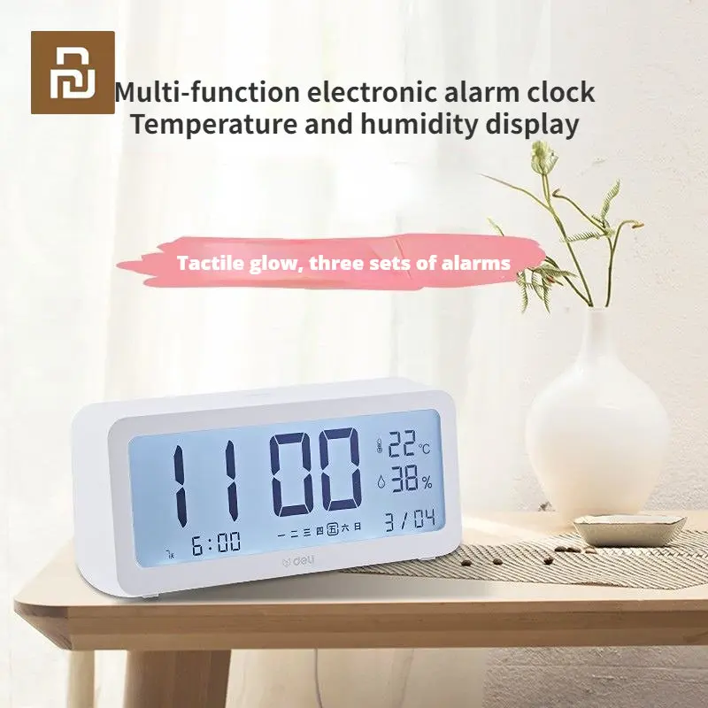 Youpin Deli E-Link INK LCD Screen Smart Digital Clock Moisture Meter High-Precision Thermometers Temperature Humidity Sensors