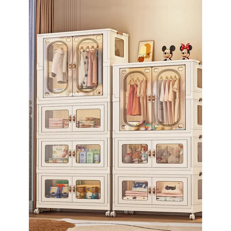 Baby storage cabinet Large capacity cabinet Clothes hanging type Foldable simple storage wardrobe