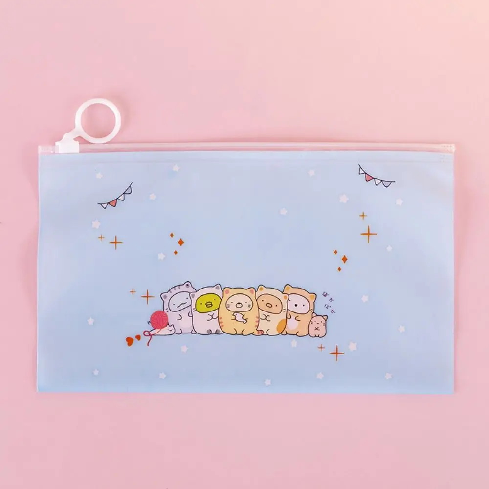 Large Capacity Pvc Zipper Pouch Zipper Type Waterproof Document Bag Cartoon Transparent File Bag Test Paper