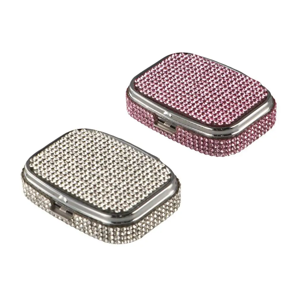 

with HD Mirror Rhinestone-encrusted Jewelry Box Waterproof Multifunctional Mini Pill Case Shiny Cute Sealed Organizer Travel