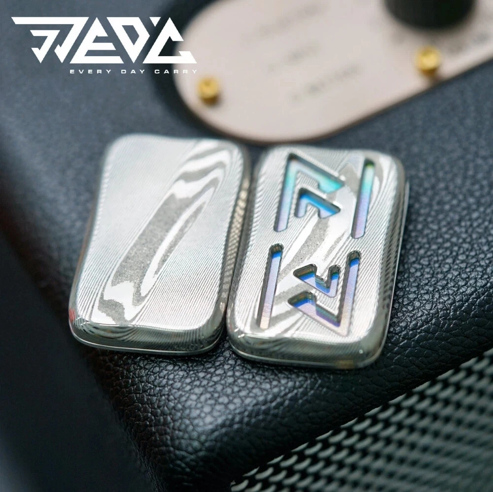 JJEDC Creation Mountain Unlimited Pushing Slider Stress Relief Toy Damascus Fidget Slider EDC Pocket Toy Adhd-friendly Travel
