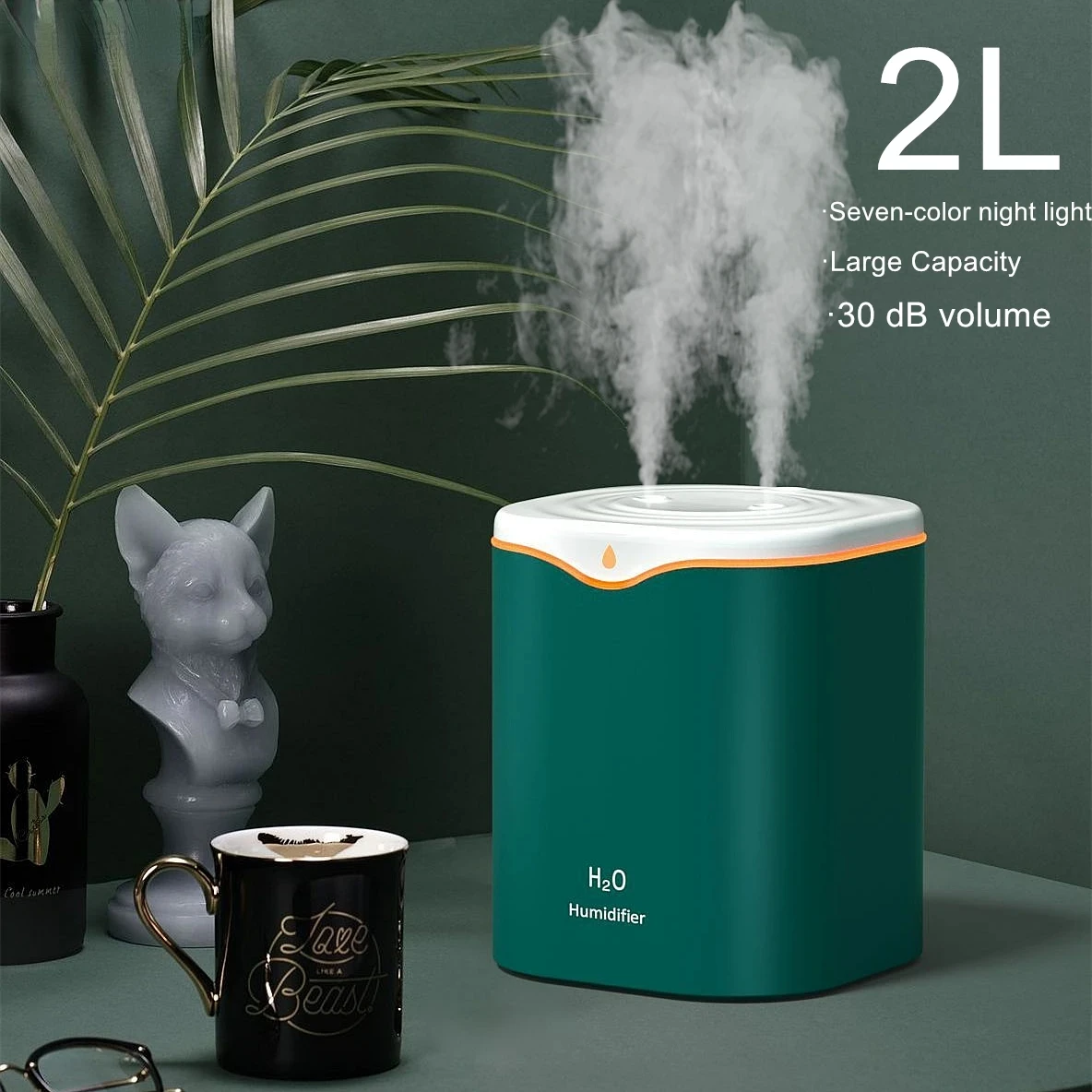 Air Humidifier Double Nozzle 2L Humidifiers Diffuser USB Aroma Diffuser With Coloful LED Light Ultrasonic Aromatherapy Diffuser