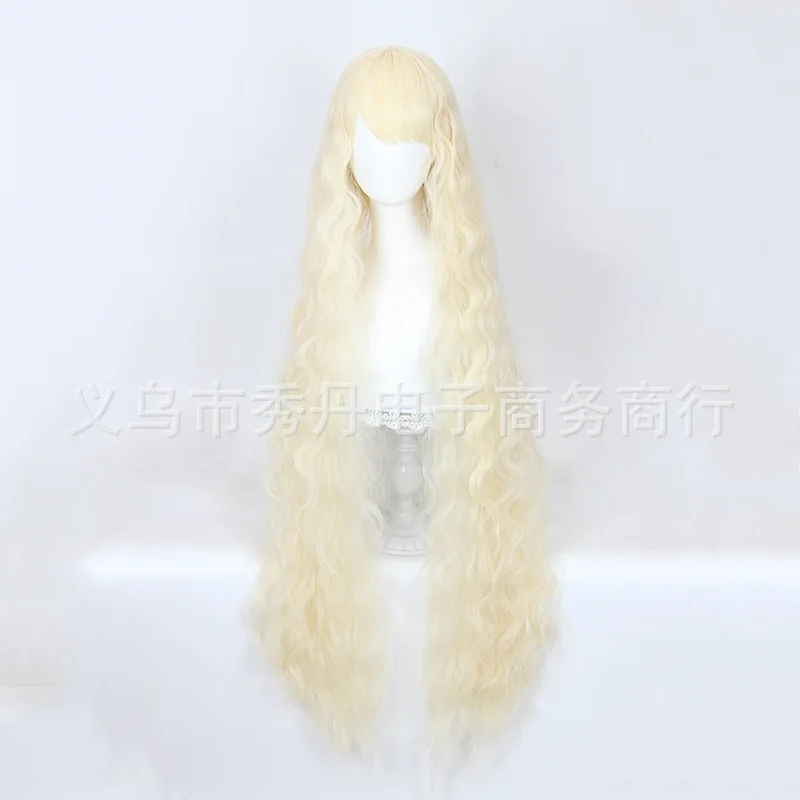 Cosplay Wig For Internet Celebrity Girls, Lolita Style, Artificial AI, Off-white Egg Roll Long Hair, 120cm.