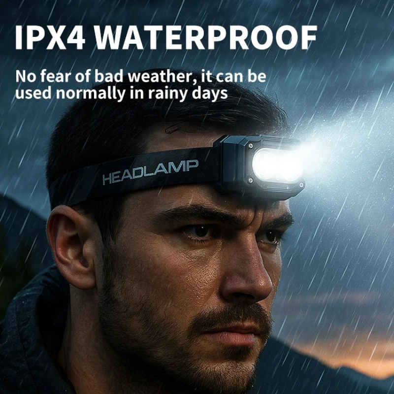 5805 Charging Headlamp with Waterproof Feature Detachable Battery and Multi-color Temperature Sensor for Trail Running Hiking
