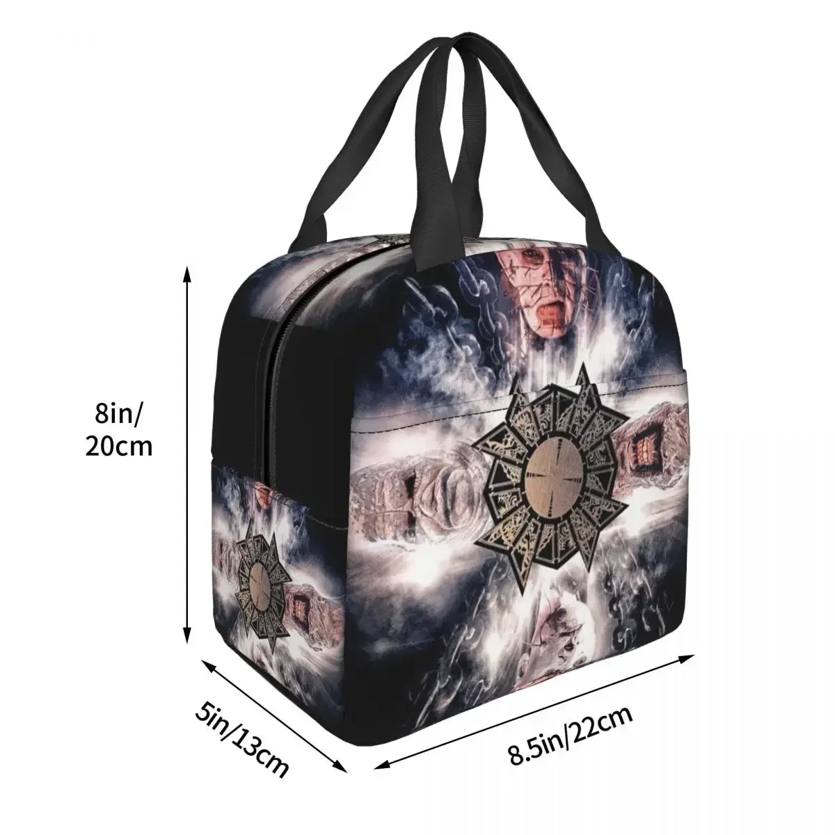 2023 New Custom Hellraiser Pinhead Halloween Horror Movie Lunch Bag uomo donna Cooler Warm Insulated Lunch box per ufficio per adulti