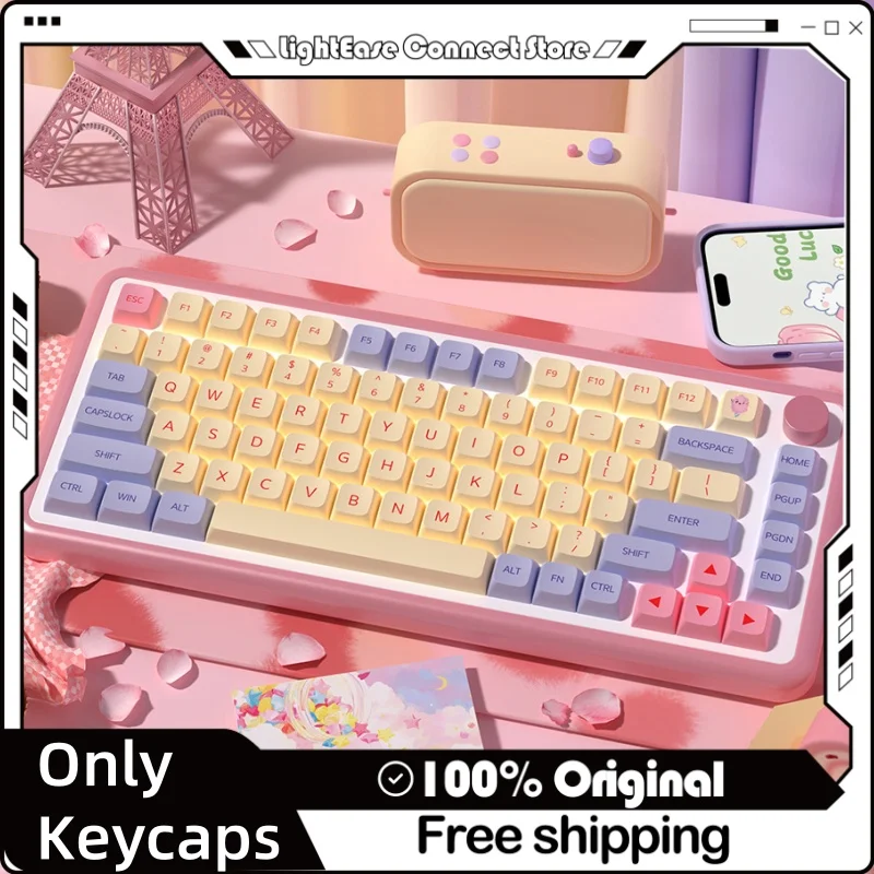 Cotton Candy Mechanical Keyboard 136key Xda Pbt Keycaps English Russian Korean Spanish French Japanese German Portuguese Keycap