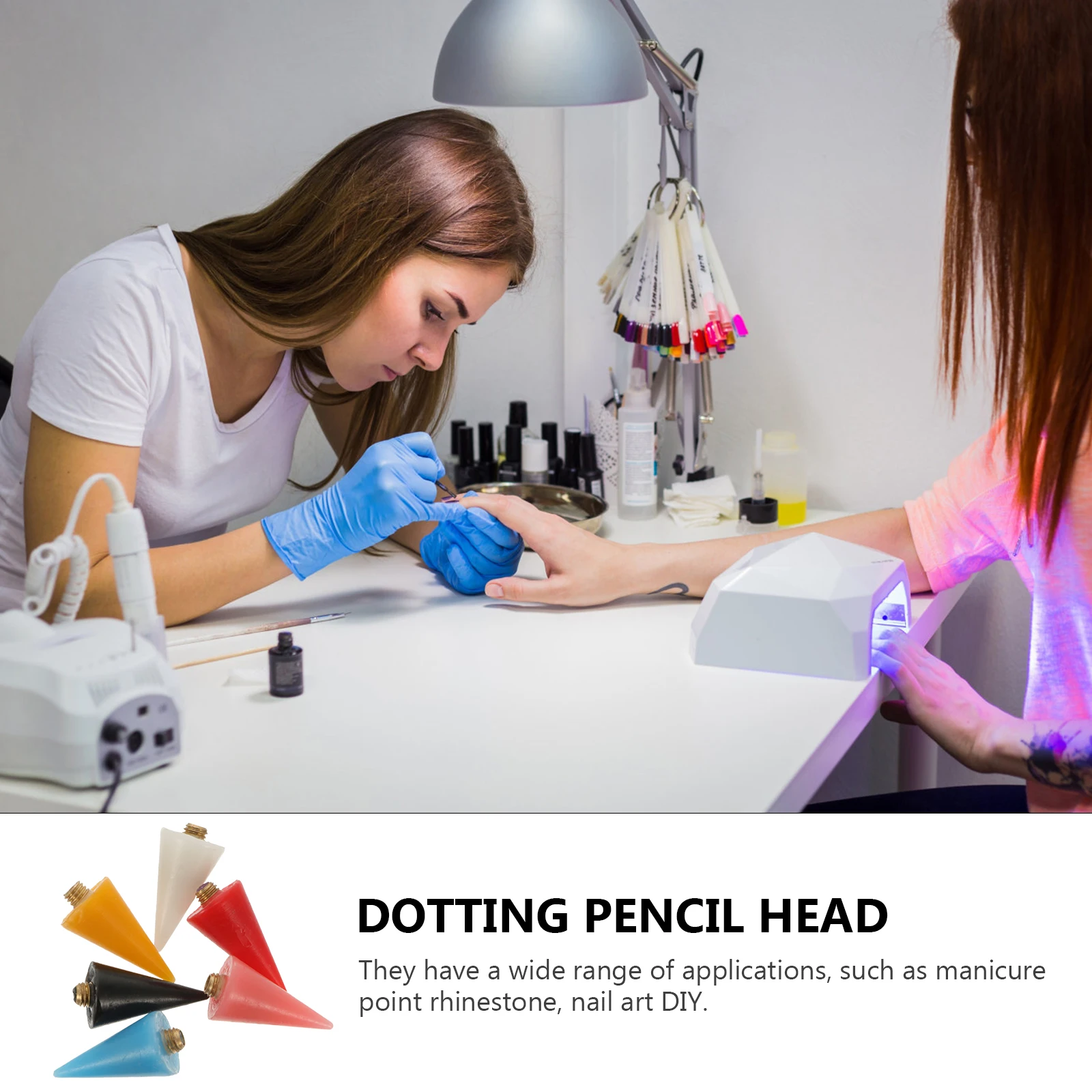 

6pcs Colored Crayon Head Nail Pen Head Tips Rhinestone Picker Gems Art Tool for Manicure Jewelry DIY Dotting Pen UV Acrylic