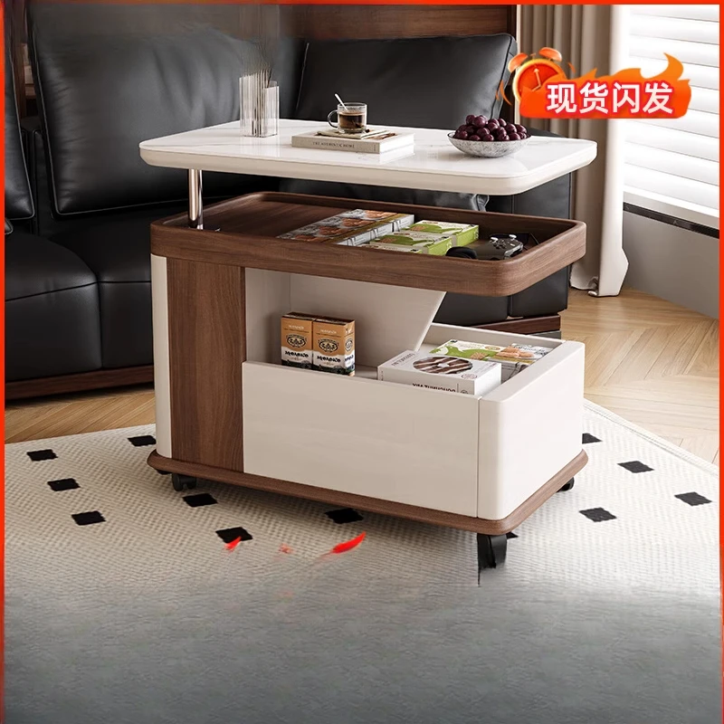 

Mobile lifting coffee table, living room table, balcony tea table, mobile cart with wheels