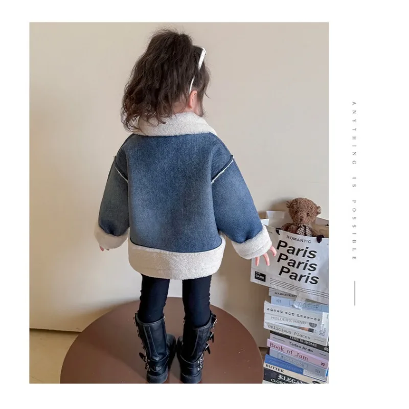معطف الفتيات الفراء 2025 نمط جديد مع إضافة المخملية وسميكة للأطفال النسخة الكورية شتاء دافئ البنطال القصير #4