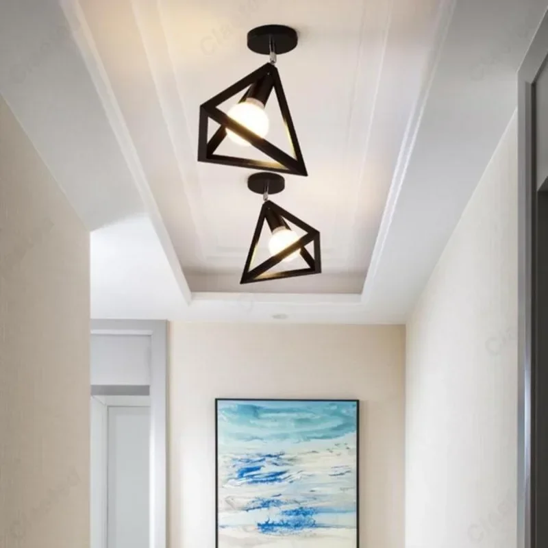 Creative and Minimalist LED Wrought Iron Ceiling Light E27 Corridor Dining Room Balcony Living Room Bar Decoration Lighting