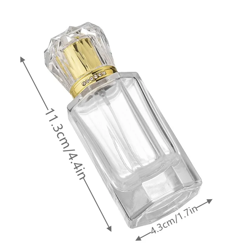 50ml Irregular Polyhedron Transparent Bottle Thick Glass Perfume Spray Bottle Empty Perfume Atomizer Portable Refillable Bottles