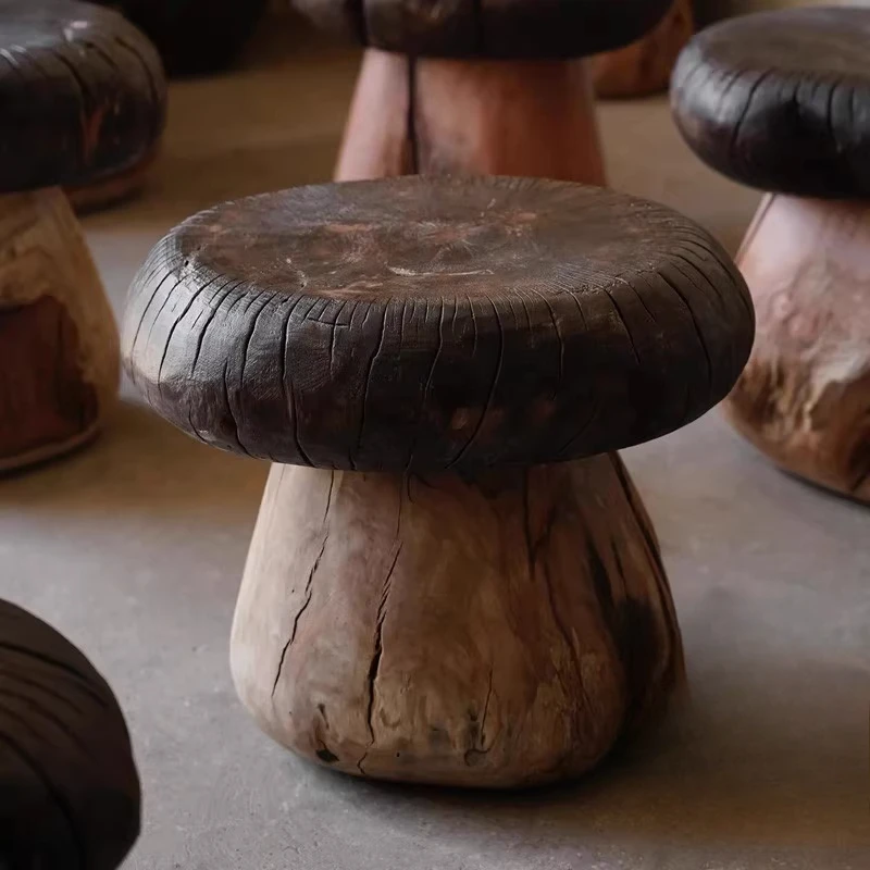Log cogumelo fezes casa sapato fezes de madeira maciça casa redonda