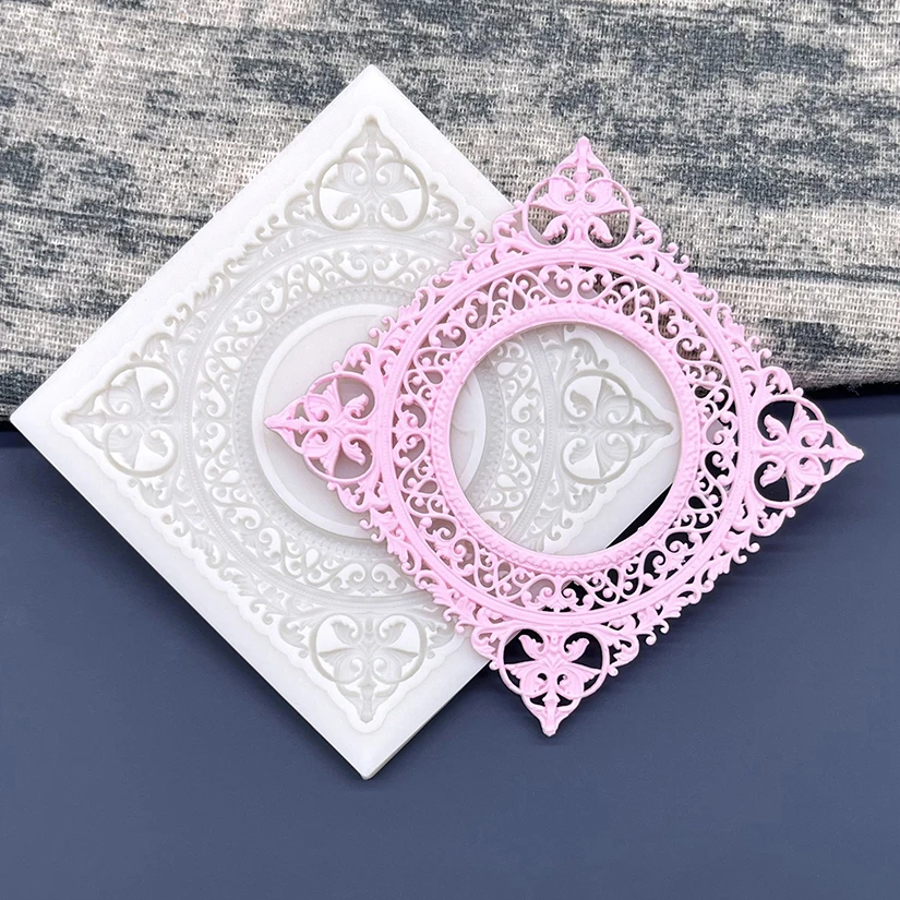 Photo Frame Lace Silicone Sugarcraft Mold Resin Tools Cupcake Baking Mould Fondant Cake Decorating Tools