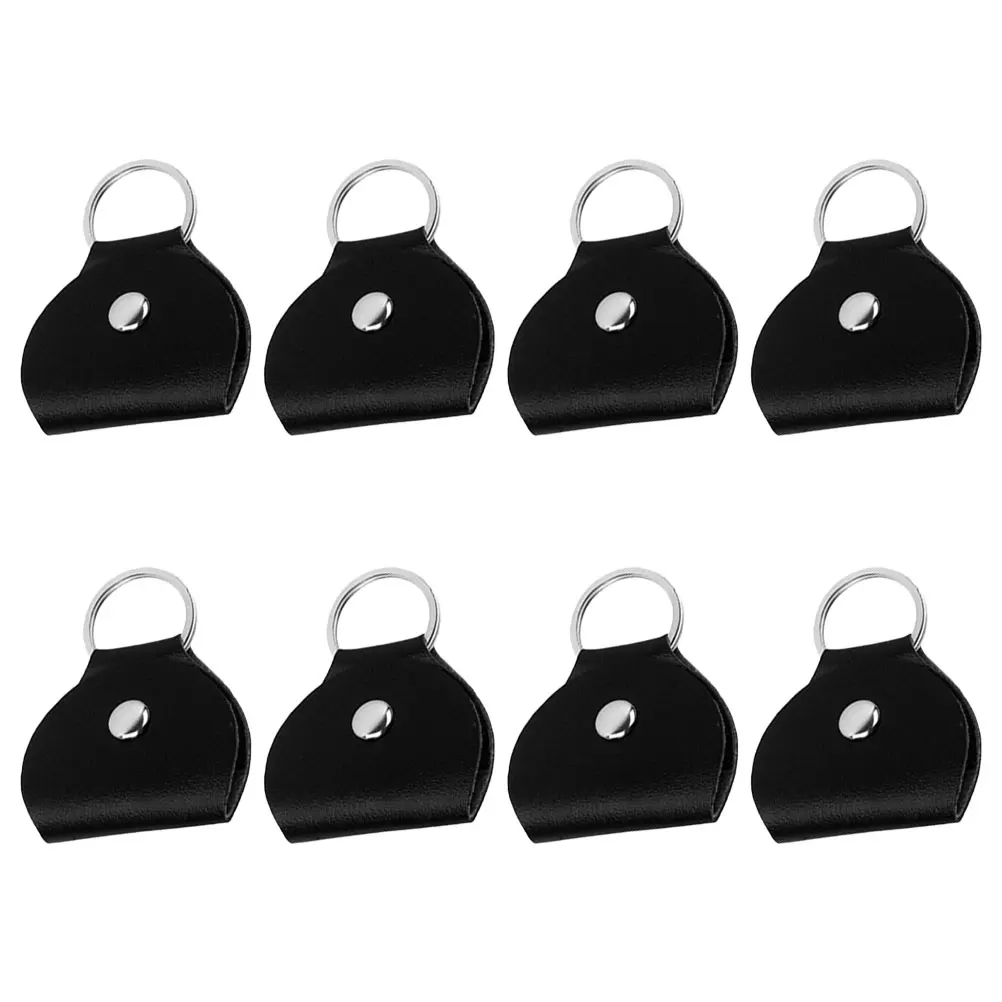 

Guitar Pick Protective Cover Picks Accessories Bag Portable Black Pu Holder Keychain Travel