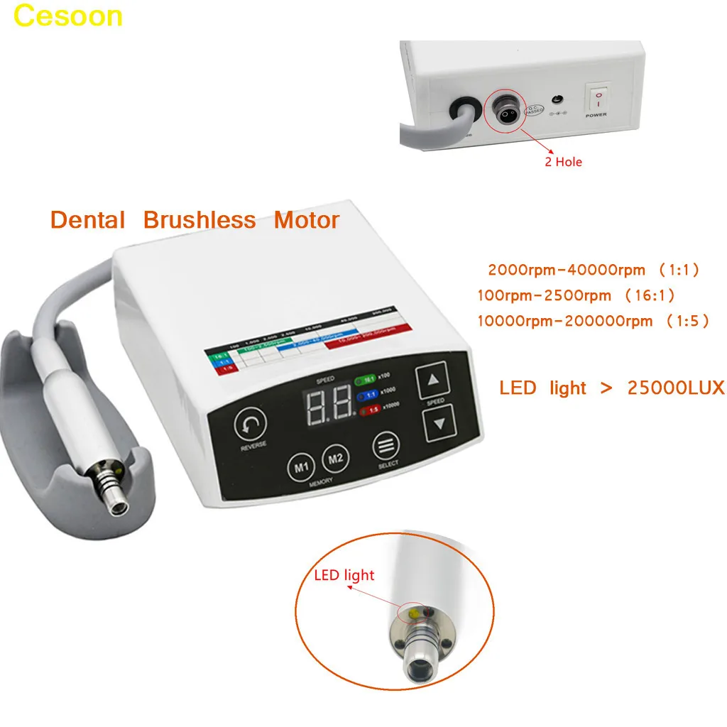 Orthodontic Electric Brushless LED Micro Motor C PUMA 2Holes 4Holes Micromotors ISO E Type  Lab Equipment