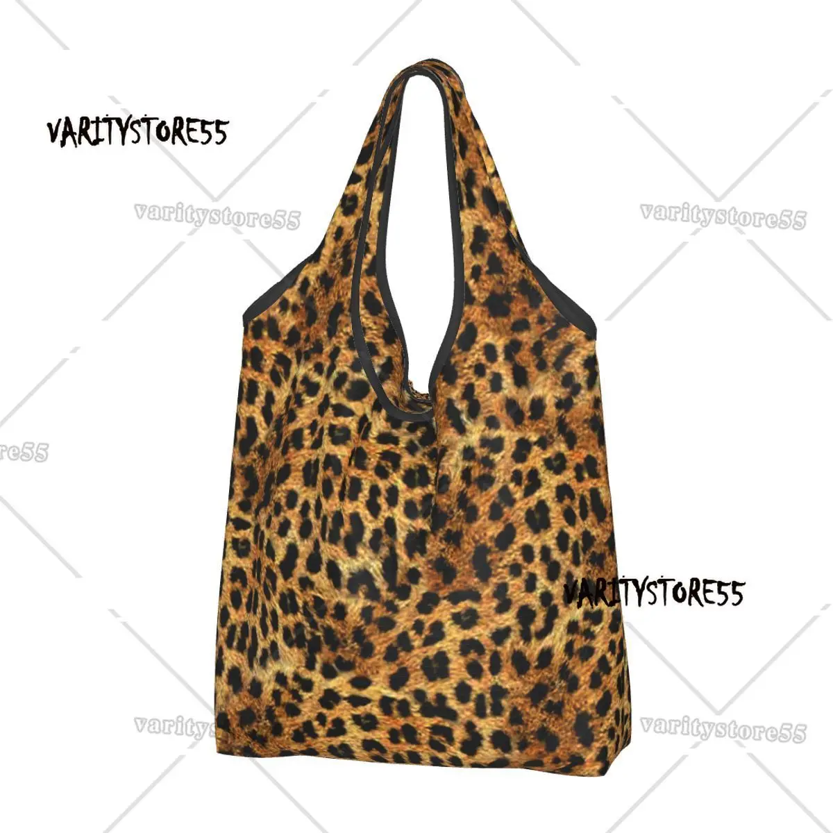 

Custom Leopard Pattern Texture Shopping Bags Women Portable Large Capacity Groceries Cheetah Camouflage Tote Shopper Bags