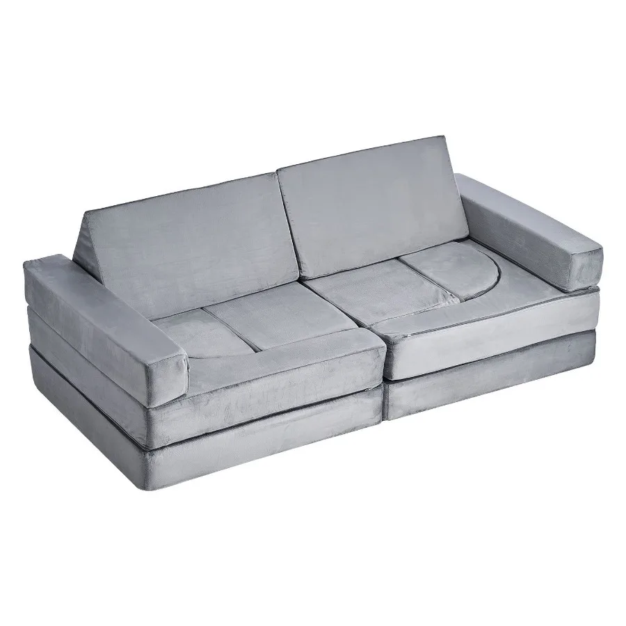 

Modular Play Couch Sectional Toddler Sofa with Armrests 28D Sponge and Short Pile Convertible Modular Couch DIY Creative Combin