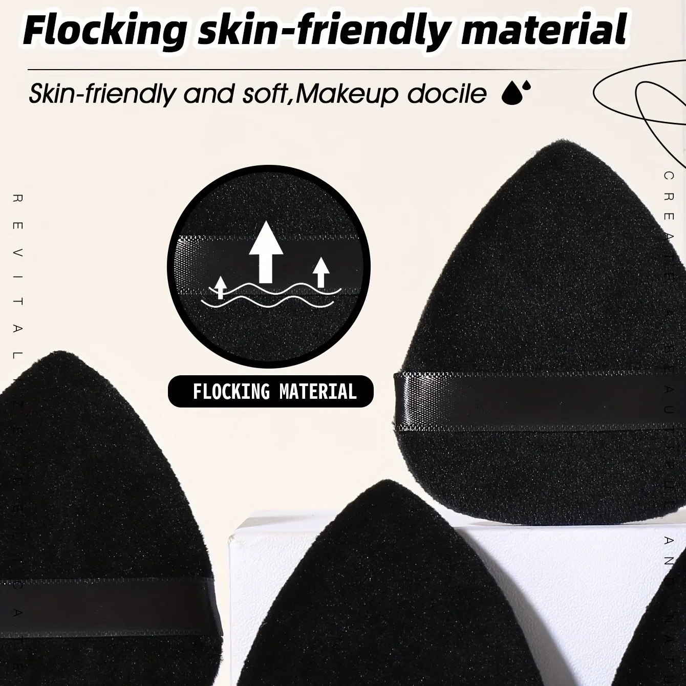 Piumino da cipria Waterdrop da 4 pezzi, soffi da cipria morbidi per trucco con cinturino, soffi da cipria in velluto per cipria sfusa