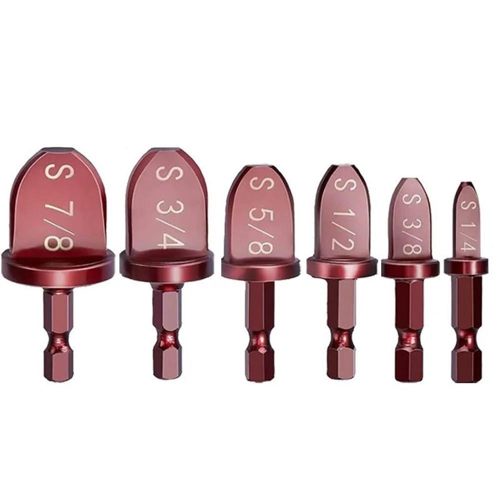 6 pc Tube Expander Set Red for For IMPERIAL Flaring Tool For Copper Pipe Expansion 1/4 3/8 1/2 5/8 3/4 7/8 Inch Hex Shank Design