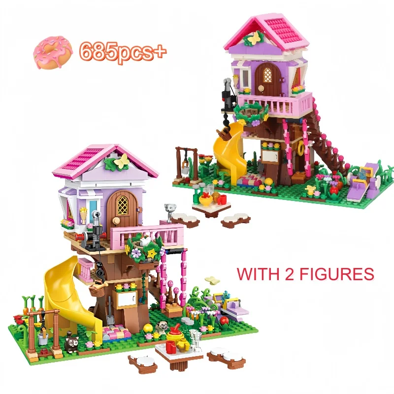 

2025 креативный дом дружбы, строительные блоки, летний домик на дереве, модель для кемпинга, игрушки, подарки на Рождество и день рождения для детей