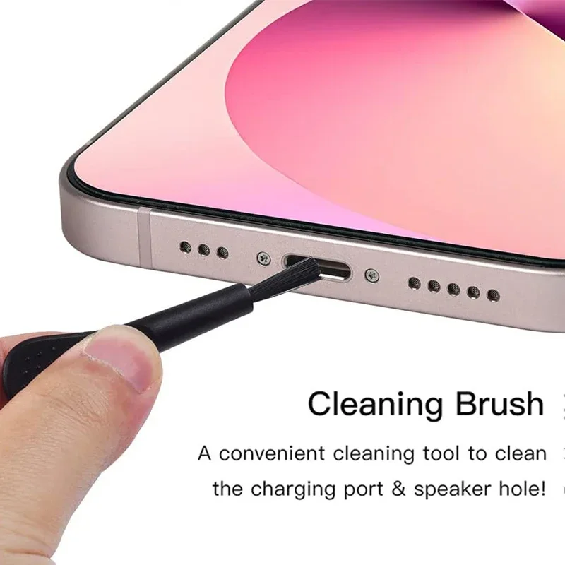 Protable Phone Mini Cleaning Brush Kit Anti-Clogging Cleaner Tweezer for IPhone Speaker Receiver Protectors Dustproof Dust Plugs