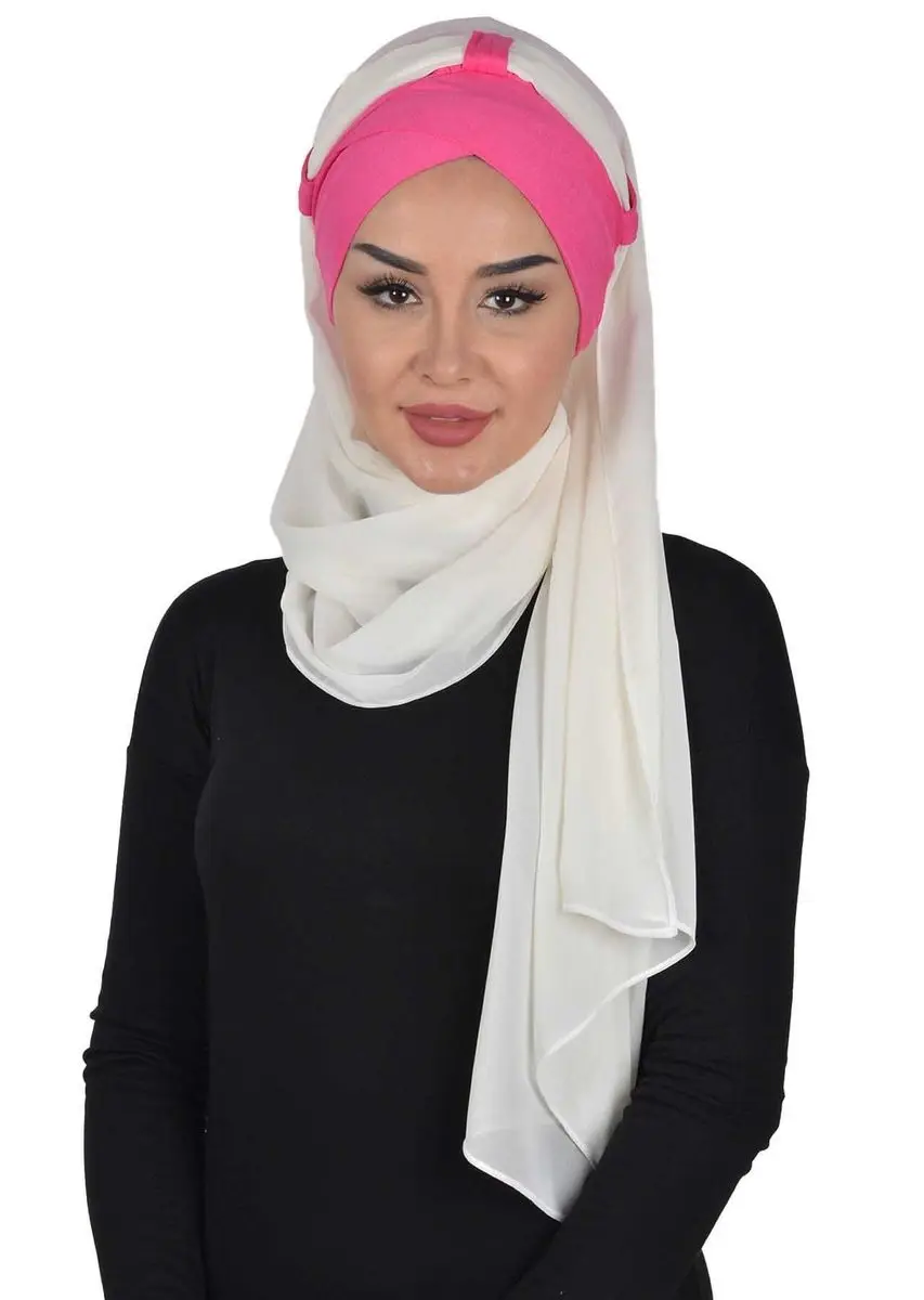 Combed cotton chiffon shawl fuchsia