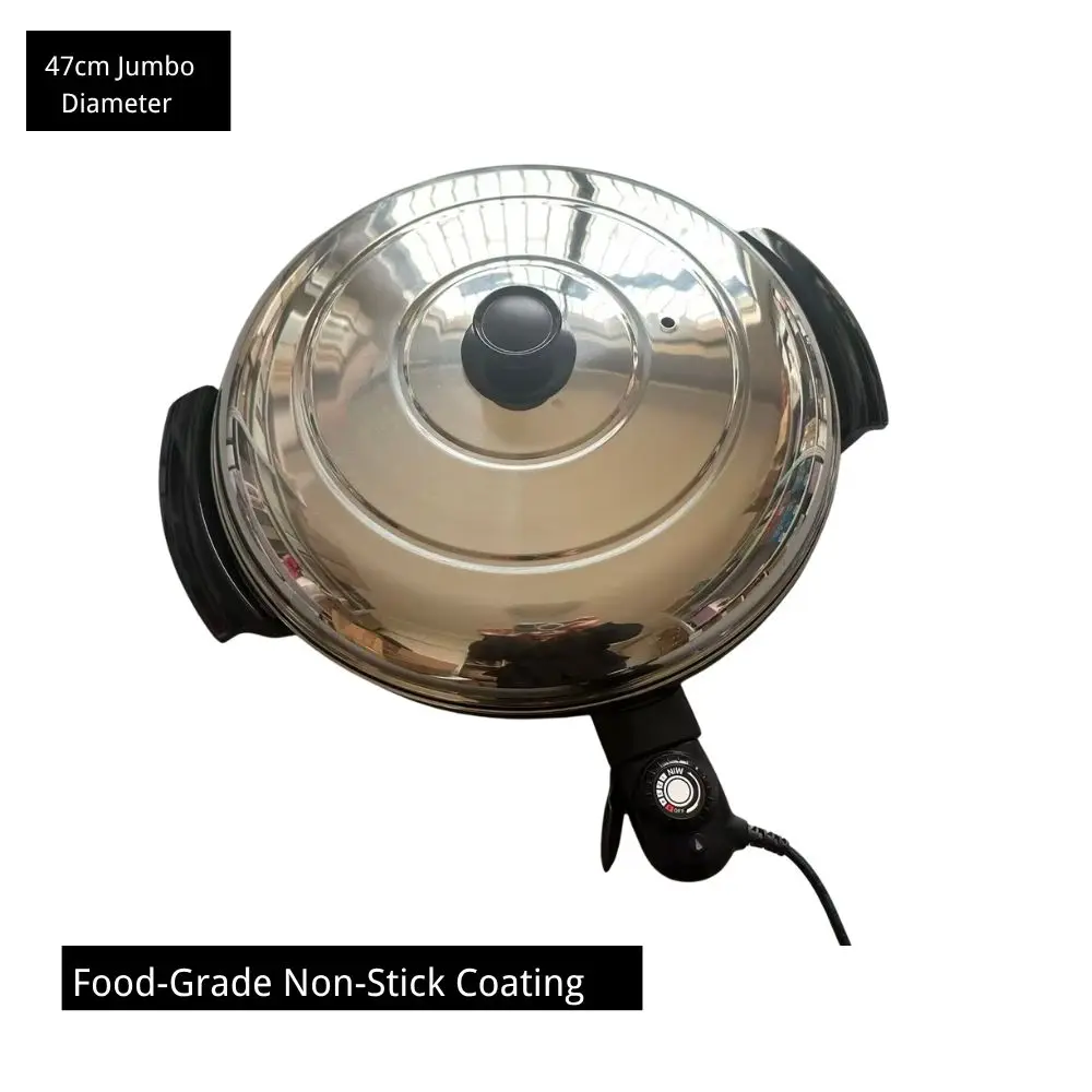 47cm Electric Flat Top Griddle Manual Temperature Control Overheating Protection for Home Hotel Use Multifunctional Crepe Maker