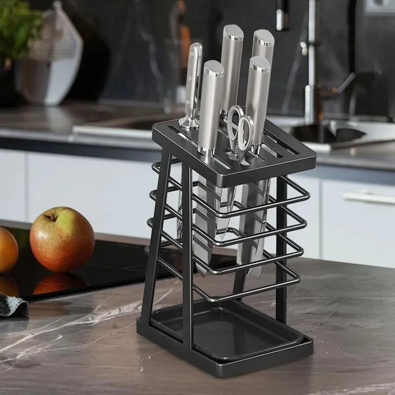 Knife Holder Stand Waterproof Hollow Large Capacity  Storage Rack Kitchen Utensil Organizer Scissors Holder home Accessories