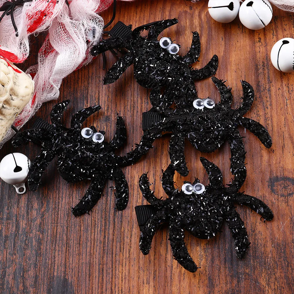 

6Pcs Spider Hair Clip Fabric Horror Barrettes Halloween Costume Party Kids Hairpin Photo Shoot Decoration Spider Hair Clip
